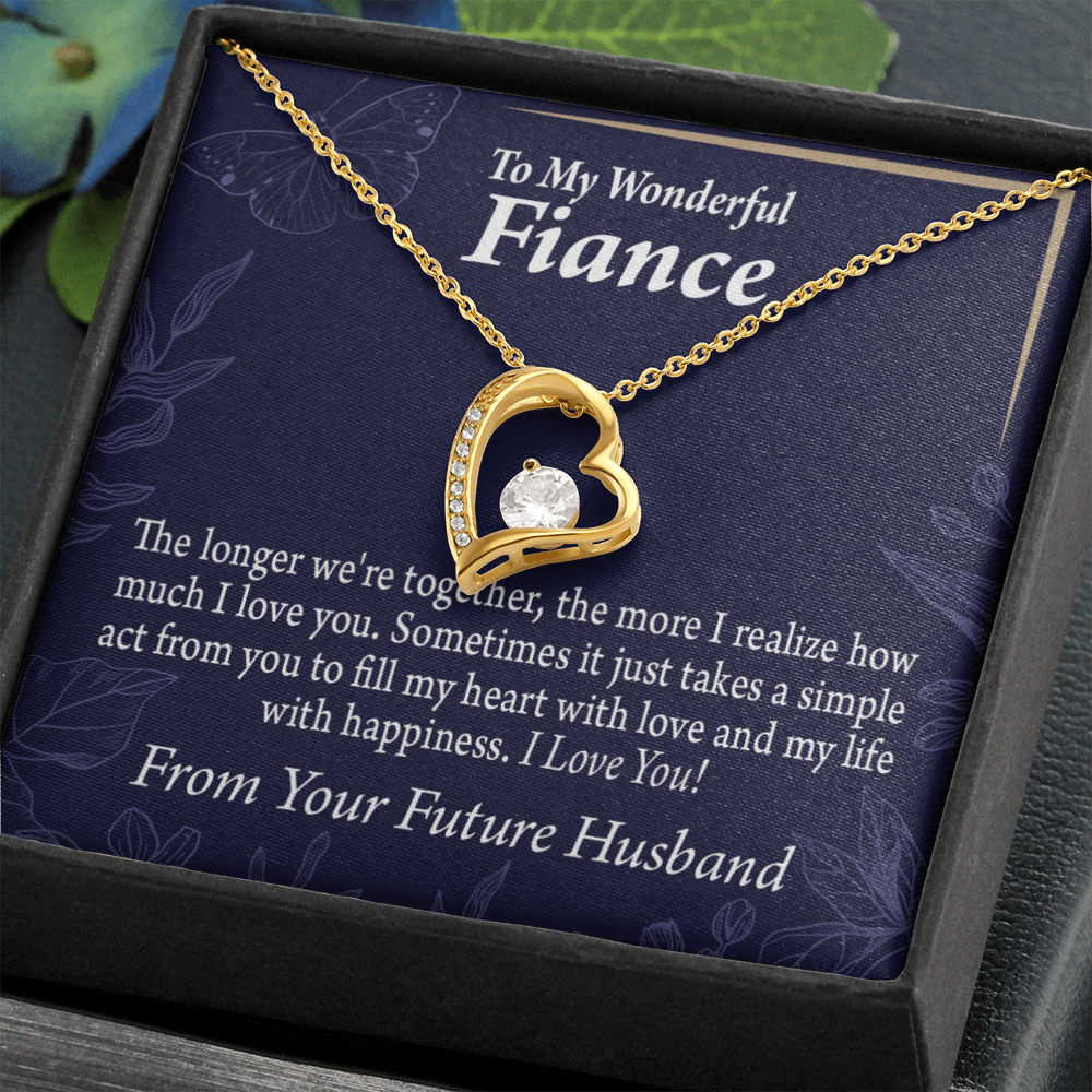 To My Fiancee Personalized To Fiancee Fill My Heart Forever Necklace w Message Card-Express Your Love Gifts