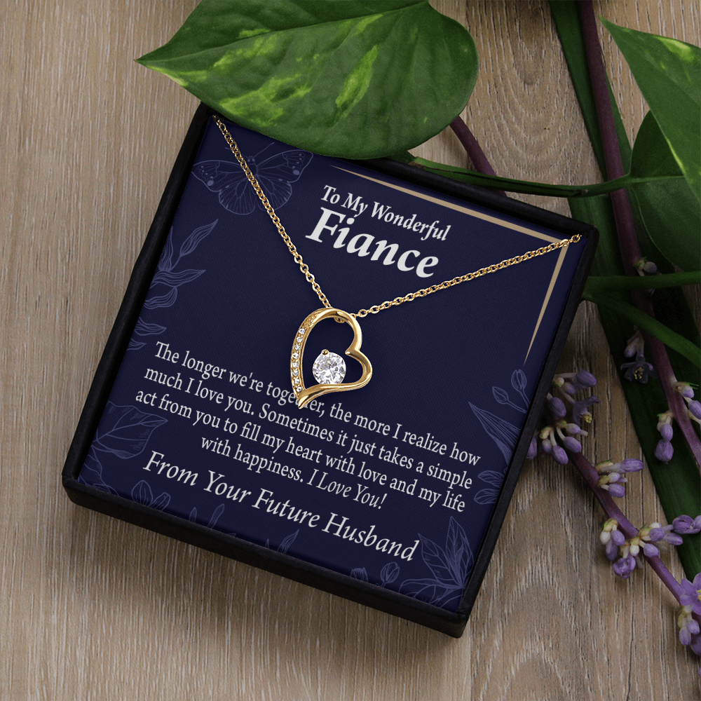 To My Fiancee Personalized To Fiancee Fill My Heart Forever Necklace w Message Card-Express Your Love Gifts