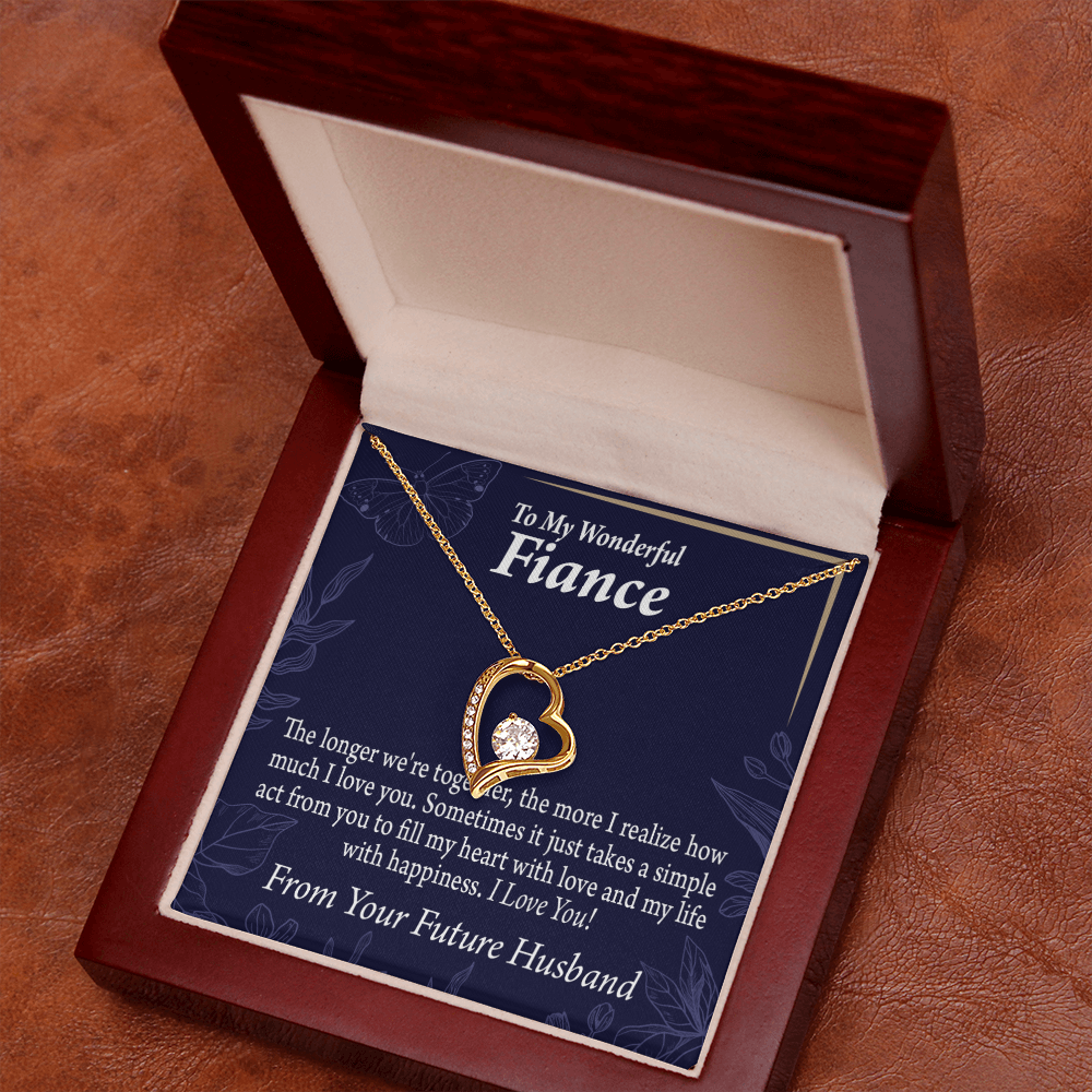 To My Fiancee Personalized To Fiancee Fill My Heart Forever Necklace w Message Card-Express Your Love Gifts