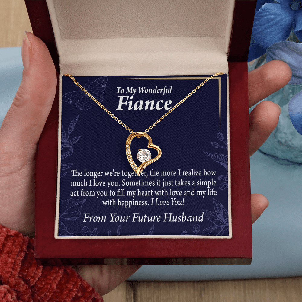 To My Fiancee Personalized To Fiancee Fill My Heart Forever Necklace w Message Card-Express Your Love Gifts