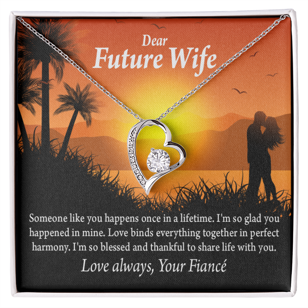 To My Fiancee Thankful Message Forever Necklace w Message Card-Express Your Love Gifts