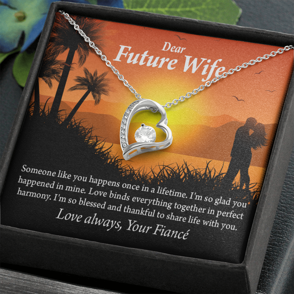 To My Fiancee Thankful Message Forever Necklace w Message Card-Express Your Love Gifts