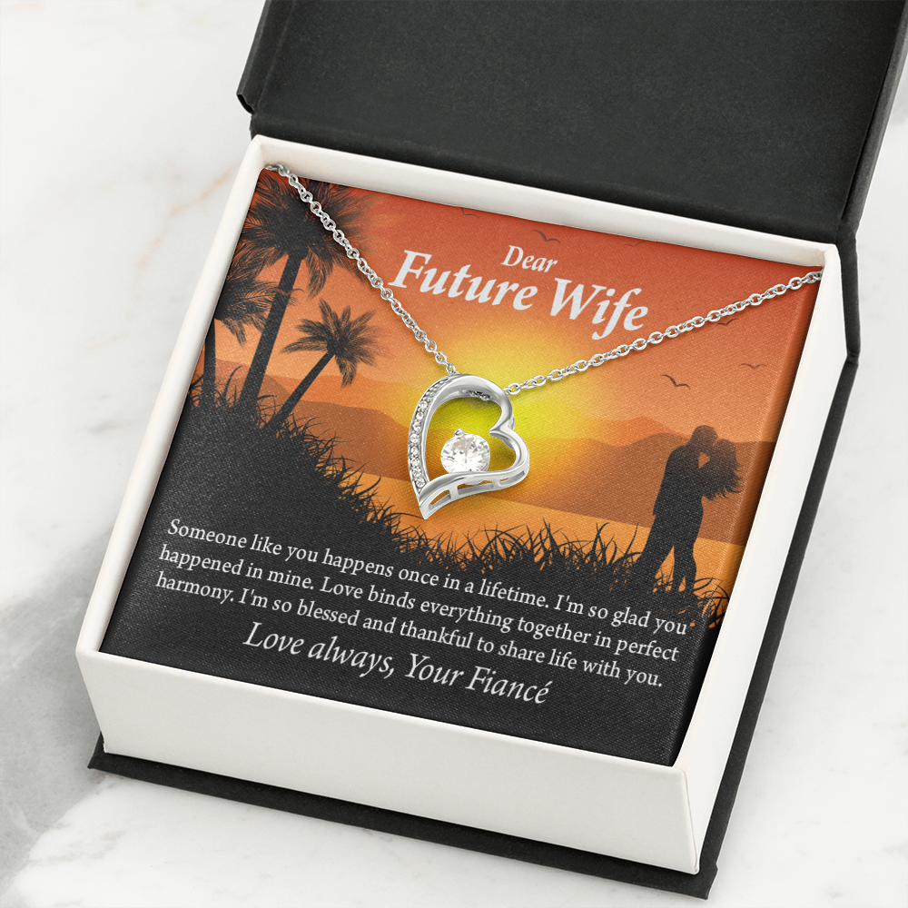 To My Fiancee Thankful Message Forever Necklace w Message Card-Express Your Love Gifts