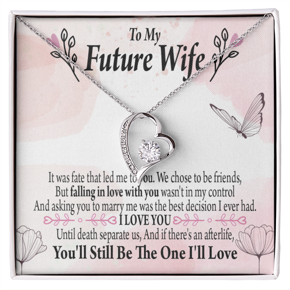 To My Fiancee The One Forever Necklace w Message Card-Express Your Love Gifts