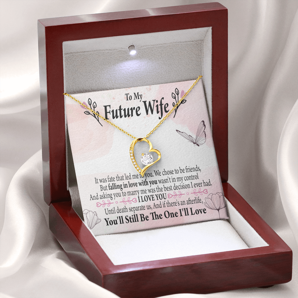 To My Fiancee The One Forever Necklace w Message Card-Express Your Love Gifts