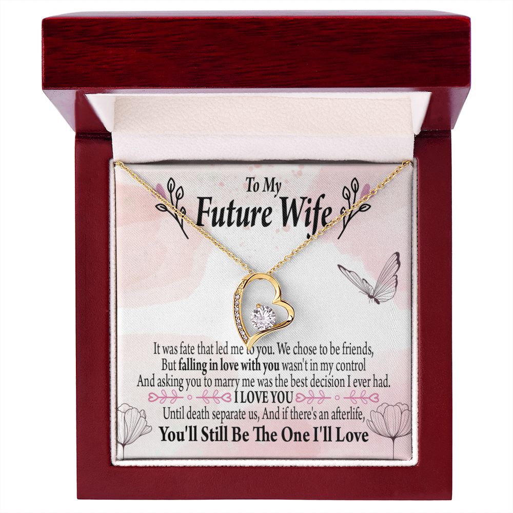 To My Fiancee The One Forever Necklace w Message Card-Express Your Love Gifts