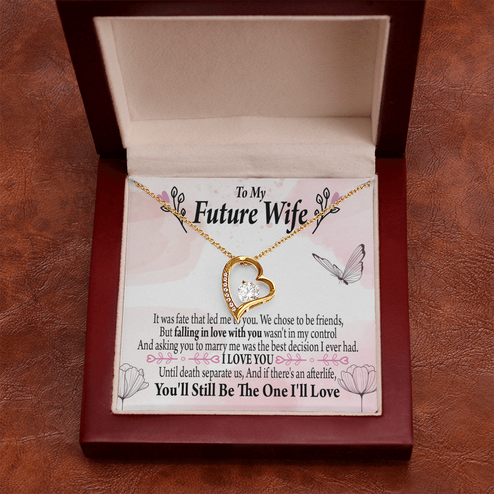 To My Fiancee The One Forever Necklace w Message Card-Express Your Love Gifts