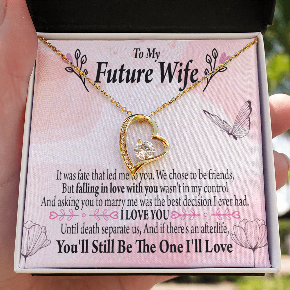 To My Fiancee The One Forever Necklace w Message Card-Express Your Love Gifts