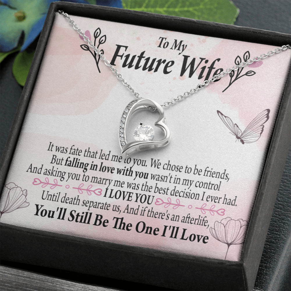 To My Fiancee The One Forever Necklace w Message Card-Express Your Love Gifts