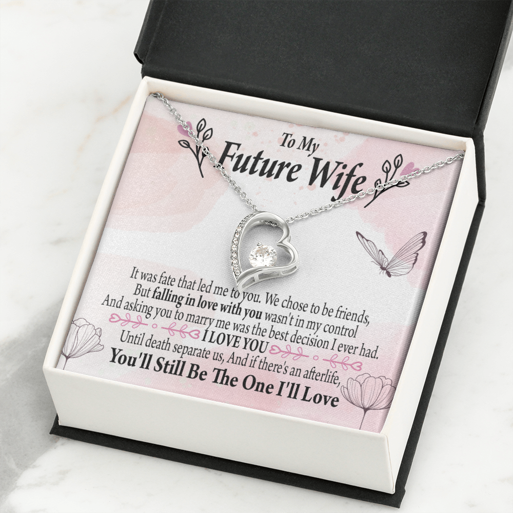 To My Fiancee The One Forever Necklace w Message Card-Express Your Love Gifts