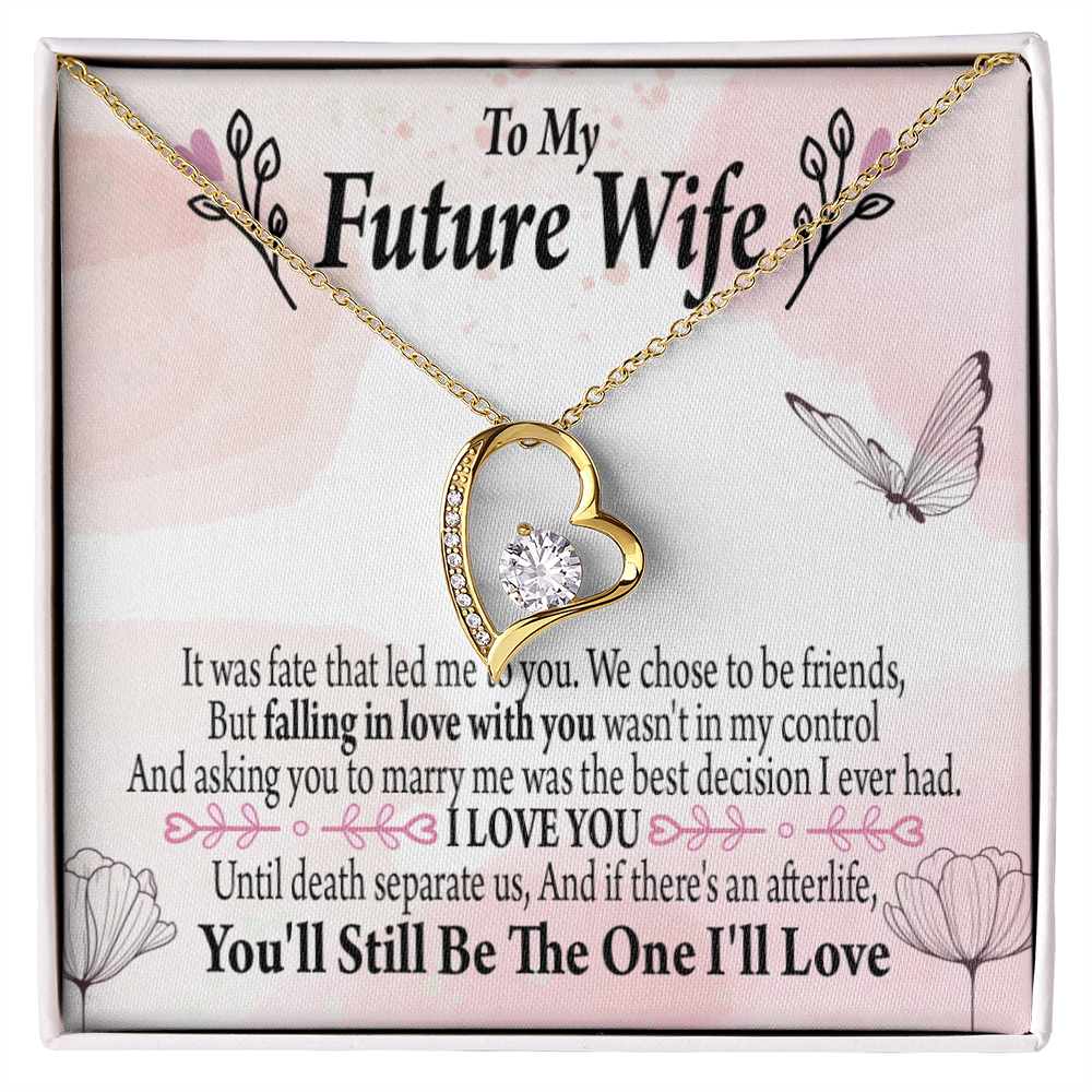 To My Fiancee The One Forever Necklace w Message Card-Express Your Love Gifts