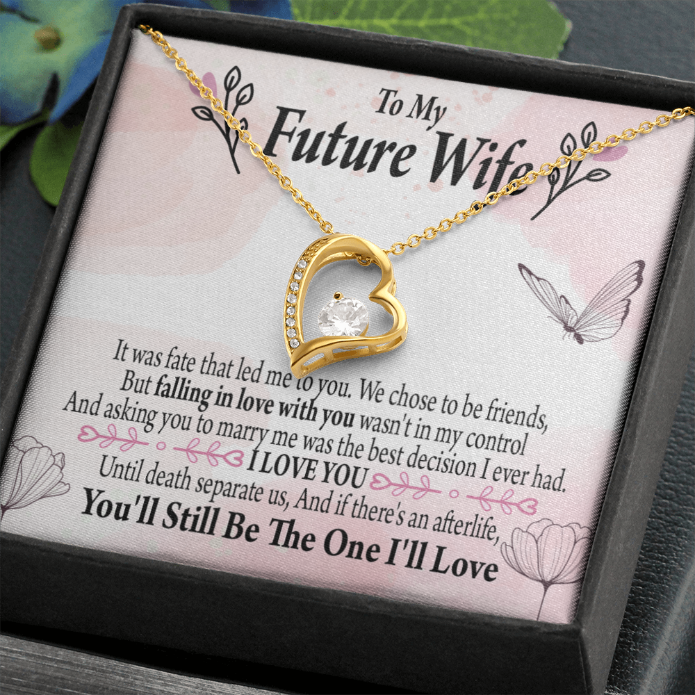 To My Fiancee The One Forever Necklace w Message Card-Express Your Love Gifts