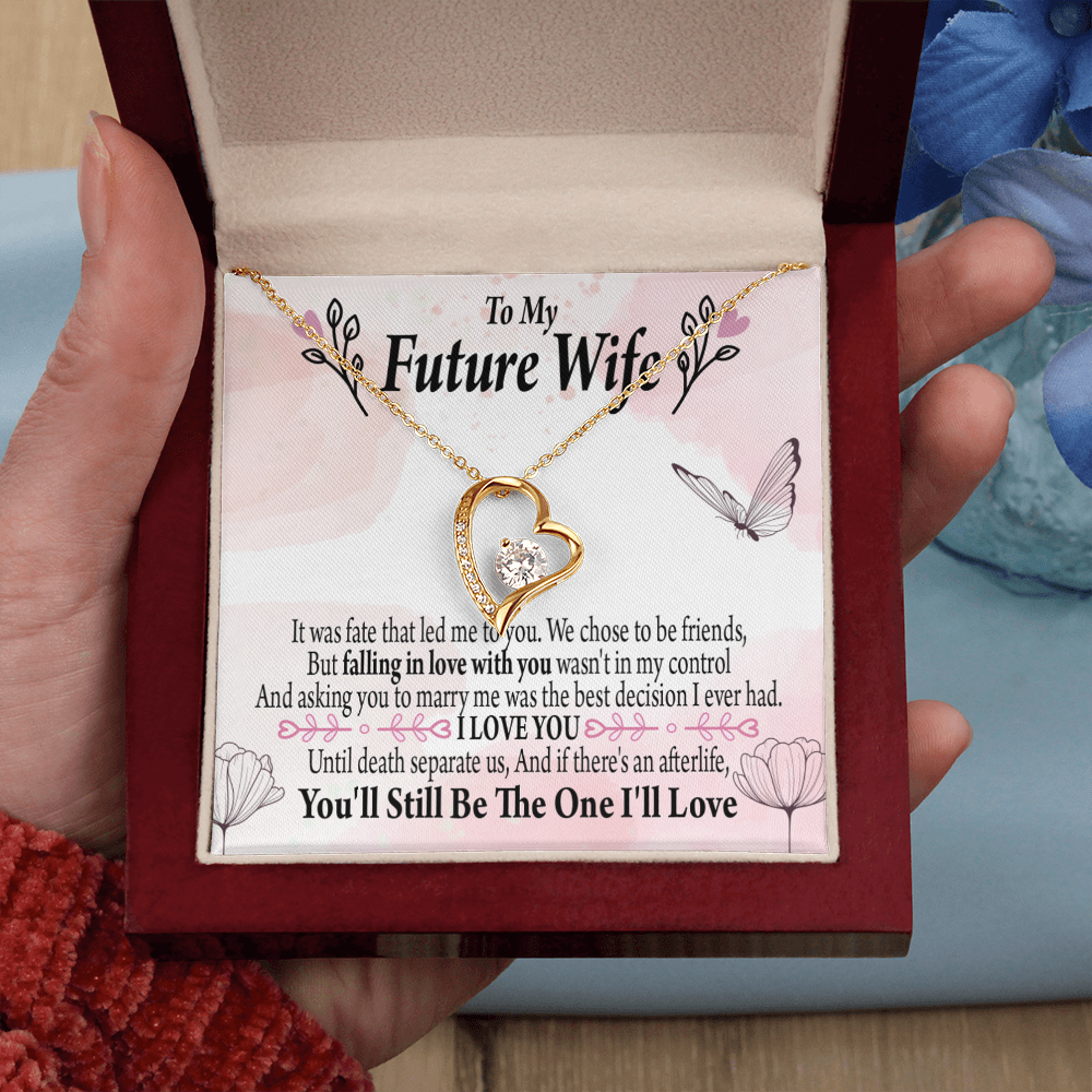 To My Fiancee The One Forever Necklace w Message Card-Express Your Love Gifts