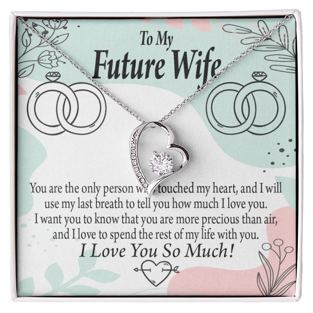 To My Fiancee Touch My Heart Forever Necklace w Message Card-Express Your Love Gifts