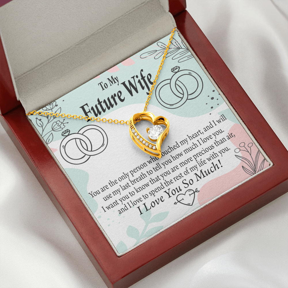 To My Fiancee Touch My Heart Forever Necklace w Message Card-Express Your Love Gifts