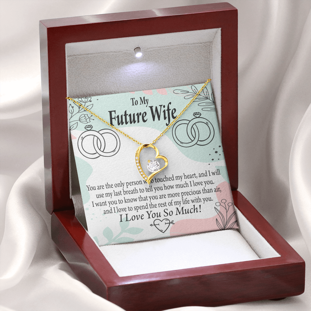 To My Fiancee Touch My Heart Forever Necklace w Message Card-Express Your Love Gifts