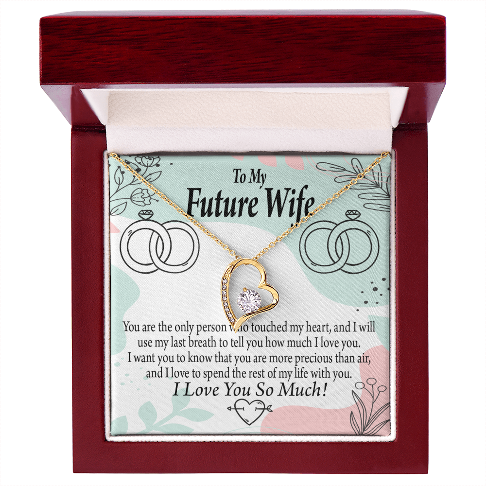 To My Fiancee Touch My Heart Forever Necklace w Message Card-Express Your Love Gifts