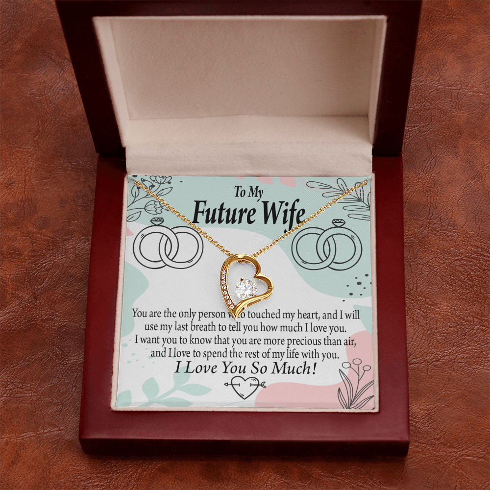 To My Fiancee Touch My Heart Forever Necklace w Message Card-Express Your Love Gifts