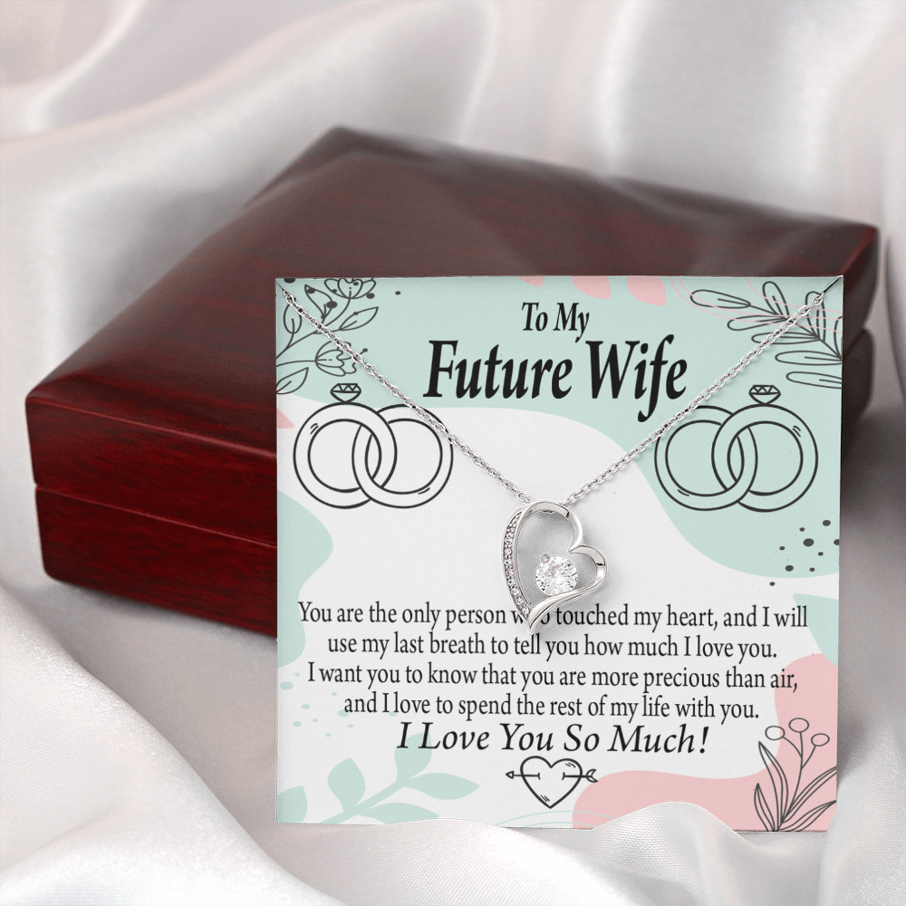 To My Fiancee Touch My Heart Forever Necklace w Message Card-Express Your Love Gifts