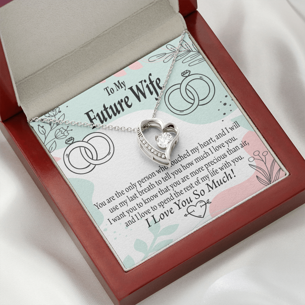 To My Fiancee Touch My Heart Forever Necklace w Message Card-Express Your Love Gifts