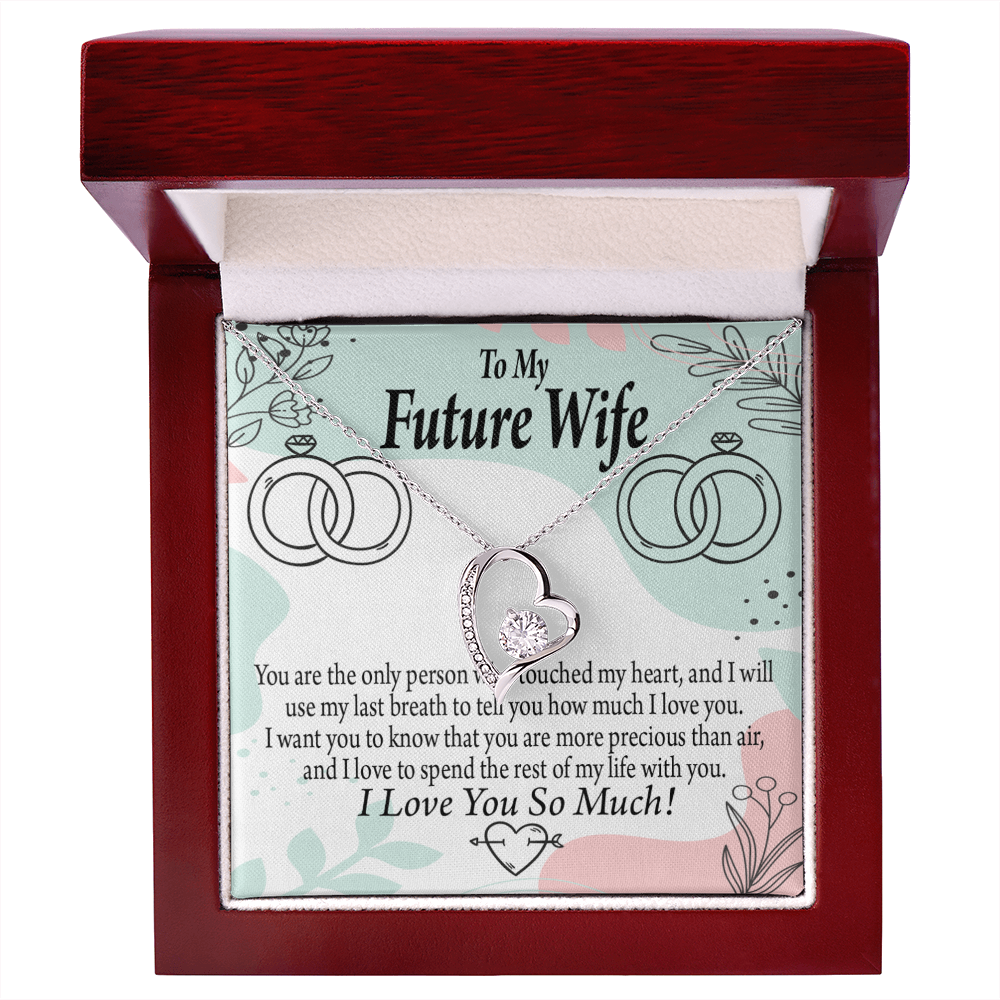 To My Fiancee Touch My Heart Forever Necklace w Message Card-Express Your Love Gifts