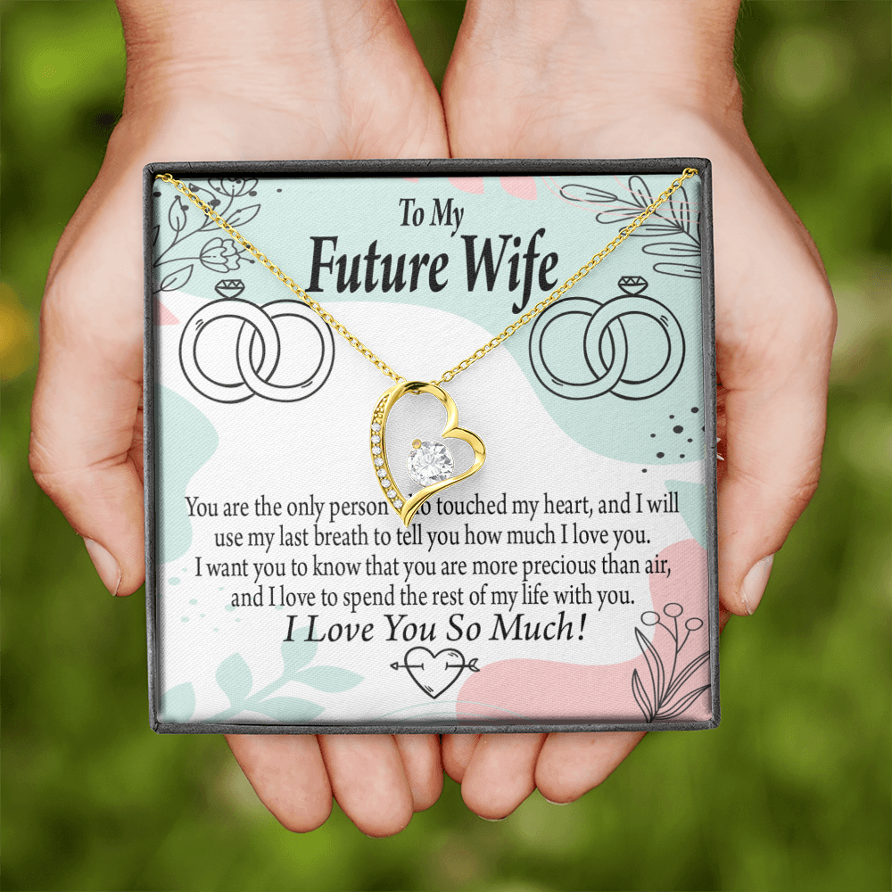 To My Fiancee Touch My Heart Forever Necklace w Message Card-Express Your Love Gifts