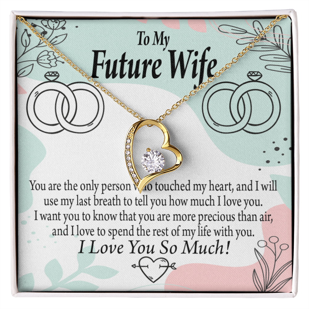 To My Fiancee Touch My Heart Forever Necklace w Message Card-Express Your Love Gifts