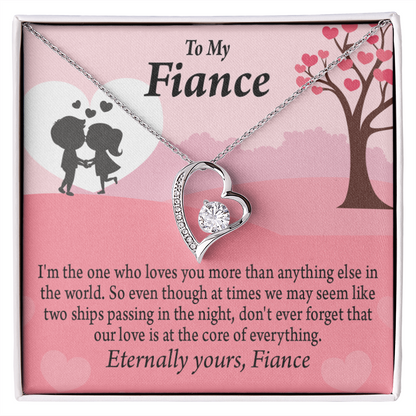 To My Fiancee We Are Like Two Ships Passing In The Night Forever Necklace w Message Card-Express Your Love Gifts