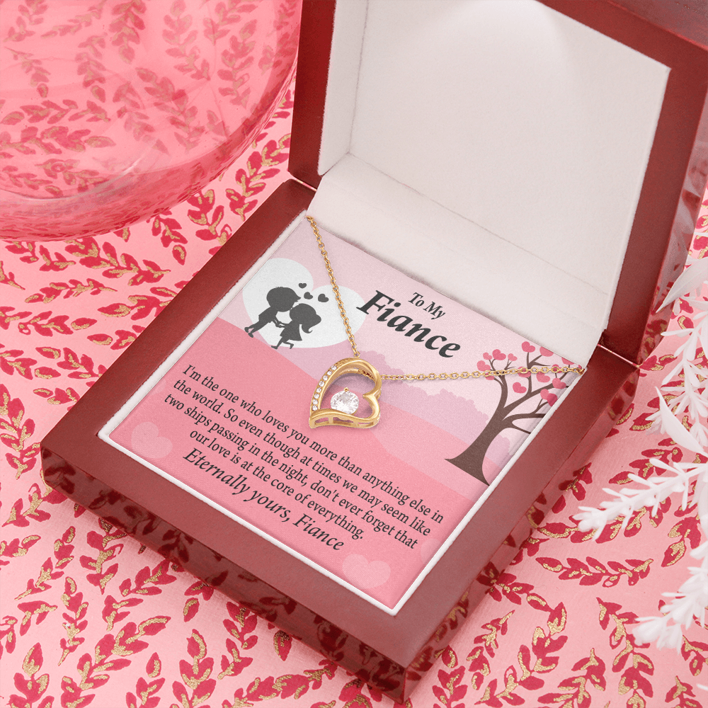 To My Fiancee We Are Like Two Ships Passing In The Night Forever Necklace w Message Card-Express Your Love Gifts