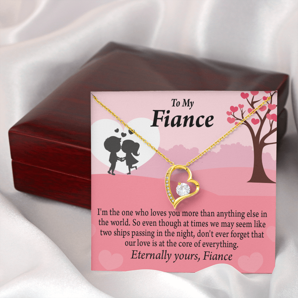 To My Fiancee We Are Like Two Ships Passing In The Night Forever Necklace w Message Card-Express Your Love Gifts