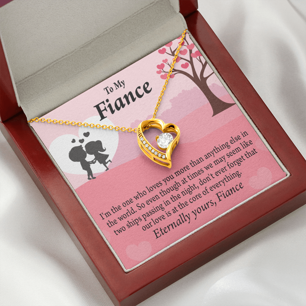 To My Fiancee We Are Like Two Ships Passing In The Night Forever Necklace w Message Card-Express Your Love Gifts