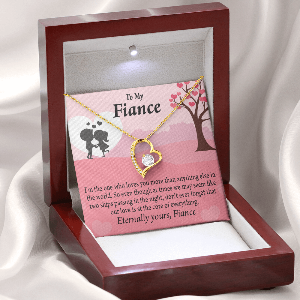 To My Fiancee We Are Like Two Ships Passing In The Night Forever Necklace w Message Card-Express Your Love Gifts