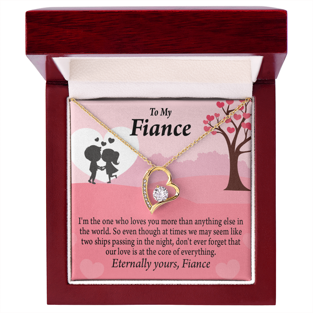 To My Fiancee We Are Like Two Ships Passing In The Night Forever Necklace w Message Card-Express Your Love Gifts