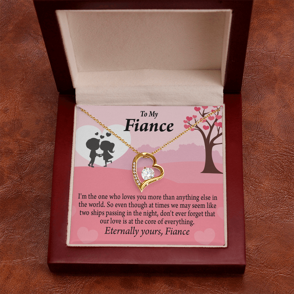 To My Fiancee We Are Like Two Ships Passing In The Night Forever Necklace w Message Card-Express Your Love Gifts