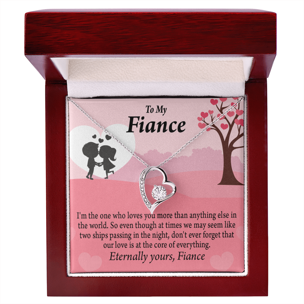 To My Fiancee We Are Like Two Ships Passing In The Night Forever Necklace w Message Card-Express Your Love Gifts