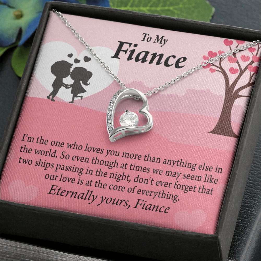 To My Fiancee We Are Like Two Ships Passing In The Night Forever Necklace w Message Card-Express Your Love Gifts