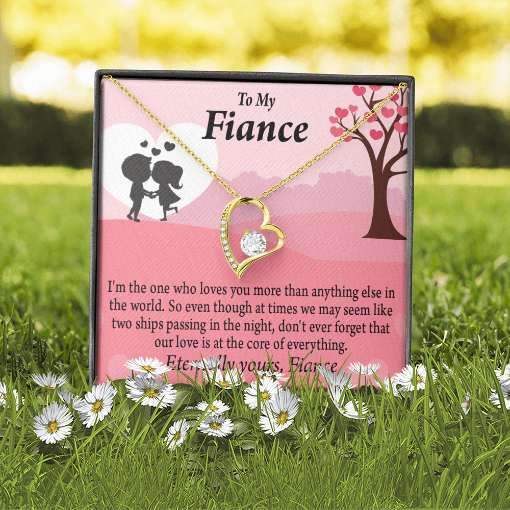 To My Fiancee We Are Like Two Ships Passing In The Night Forever Necklace w Message Card-Express Your Love Gifts