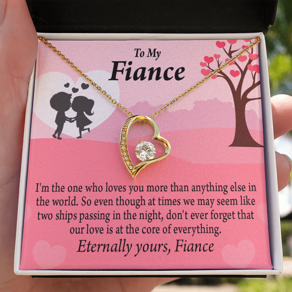 To My Fiancee We Are Like Two Ships Passing In The Night Forever Necklace w Message Card-Express Your Love Gifts