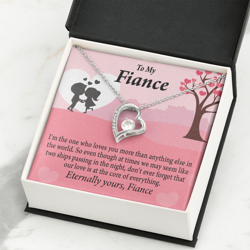 To My Fiancee We Are Like Two Ships Passing In The Night Forever Necklace w Message Card-Express Your Love Gifts