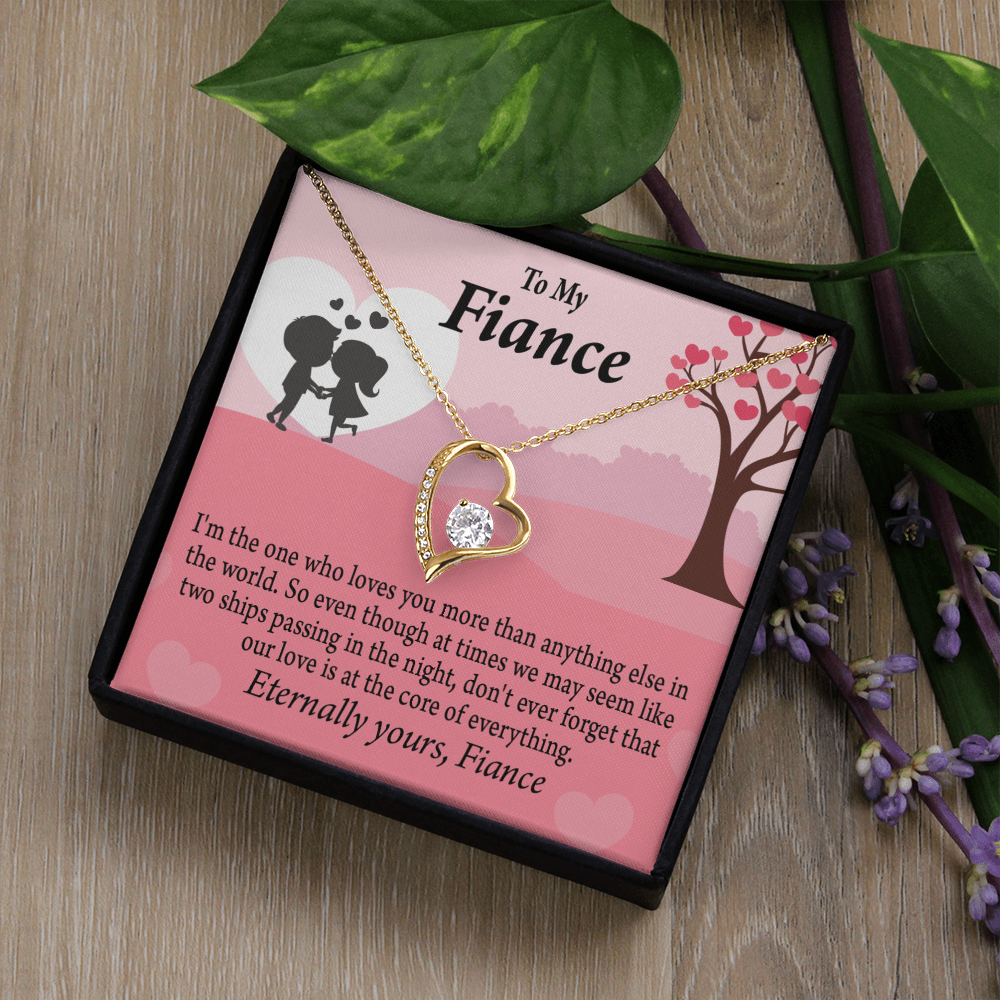 To My Fiancee We Are Like Two Ships Passing In The Night Forever Necklace w Message Card-Express Your Love Gifts