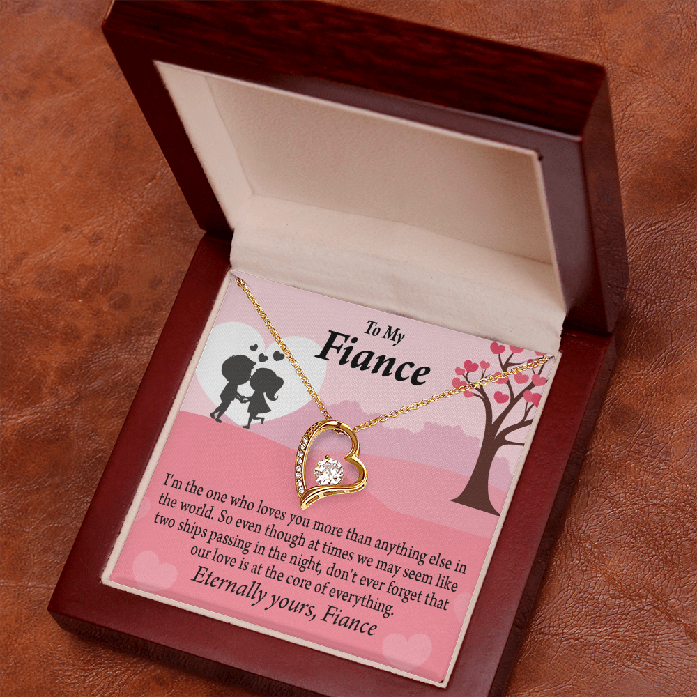 To My Fiancee We Are Like Two Ships Passing In The Night Forever Necklace w Message Card-Express Your Love Gifts