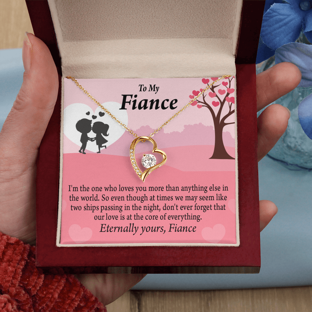 To My Fiancee We Are Like Two Ships Passing In The Night Forever Necklace w Message Card-Express Your Love Gifts