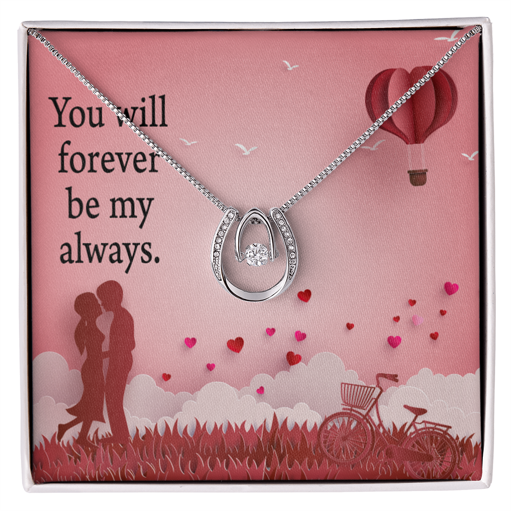 To My Future Wife Forever My Always Lucky Horseshoe Necklace Message Card 14k w CZ Crystals-Express Your Love Gifts