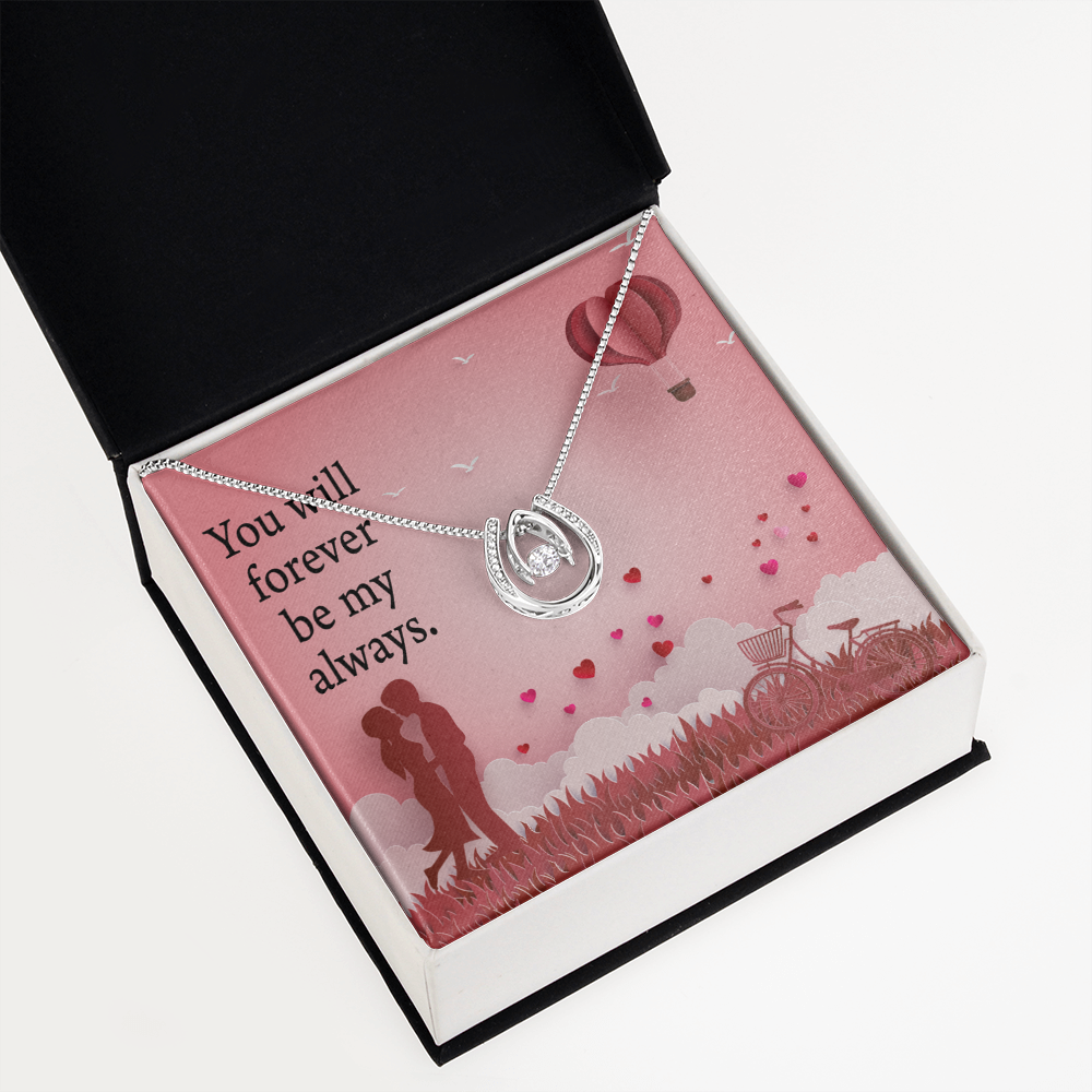 To My Future Wife Forever My Always Lucky Horseshoe Necklace Message Card 14k w CZ Crystals-Express Your Love Gifts