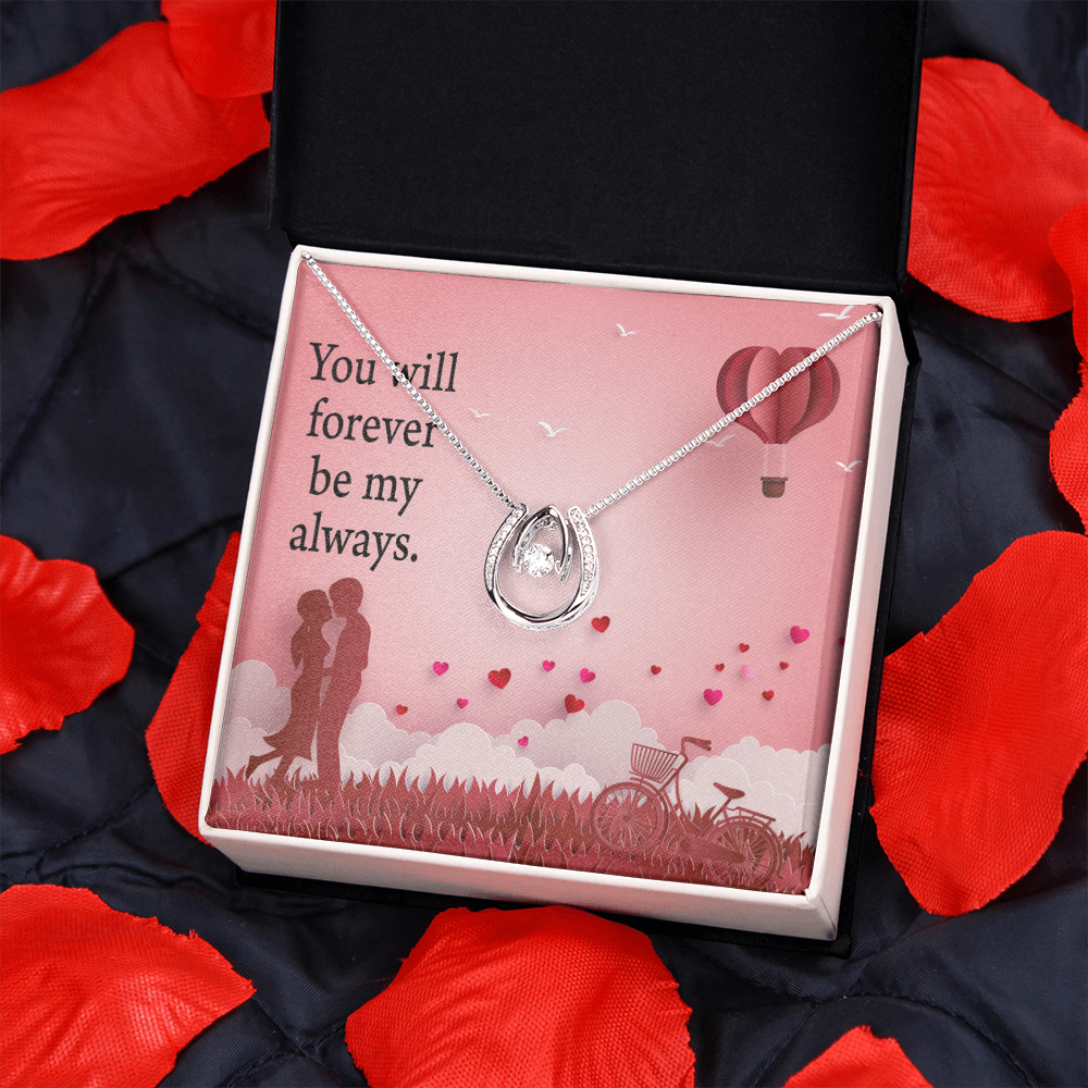 To My Future Wife Forever My Always Lucky Horseshoe Necklace Message Card 14k w CZ Crystals-Express Your Love Gifts