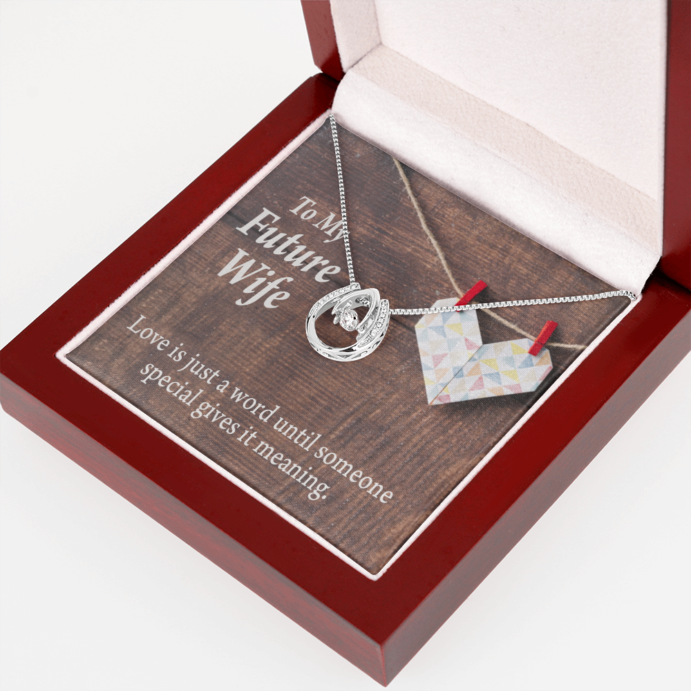 To My Future Wife Love Was Just A Word Lucky Horseshoe Necklace Message Card 14k w CZ Crystals-Express Your Love Gifts