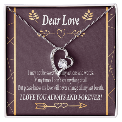 To My Girlfriend Apology to Wife Girlfriend My Love Forever Necklace w Message Card-Express Your Love Gifts