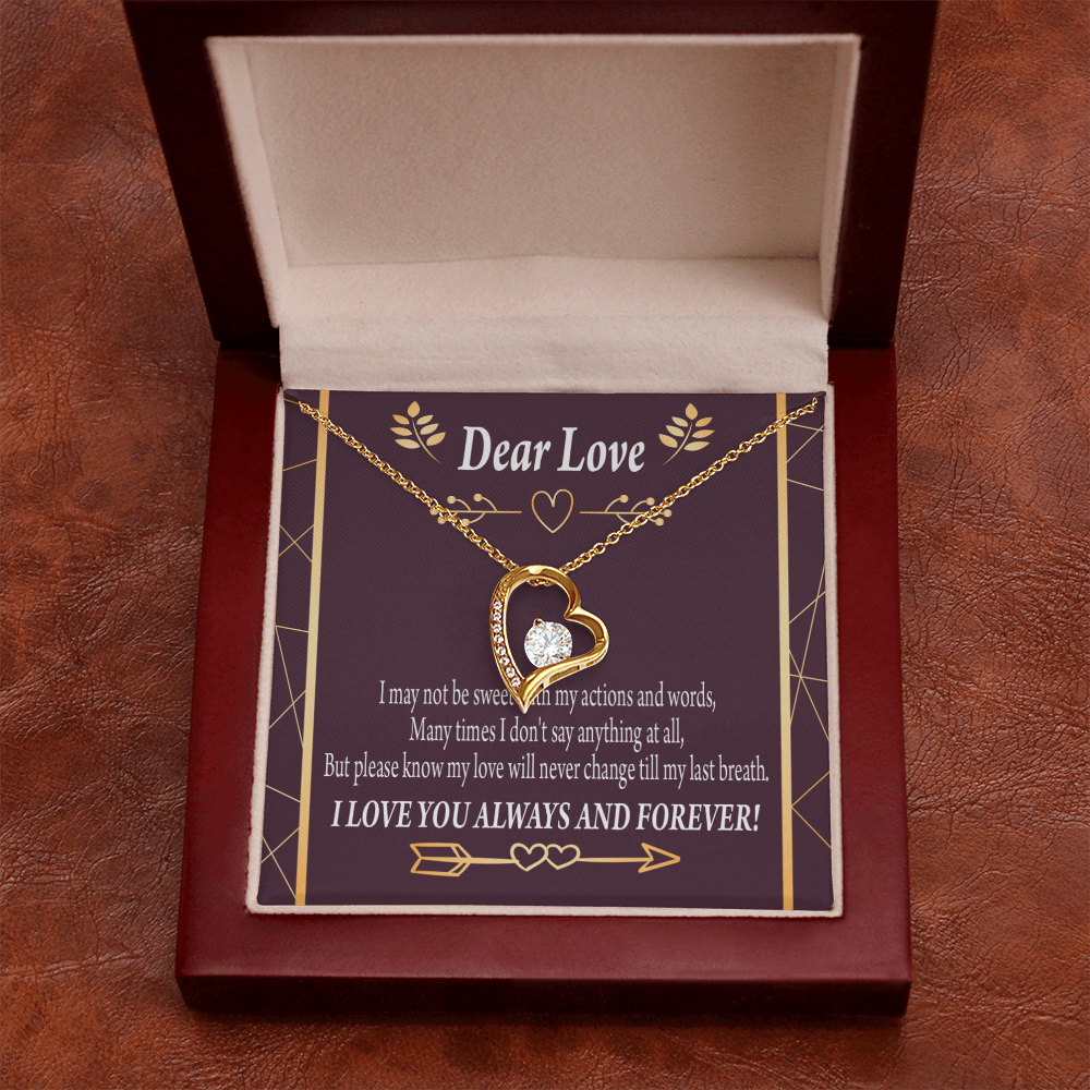 To My Girlfriend Apology to Wife Girlfriend My Love Forever Necklace w Message Card-Express Your Love Gifts