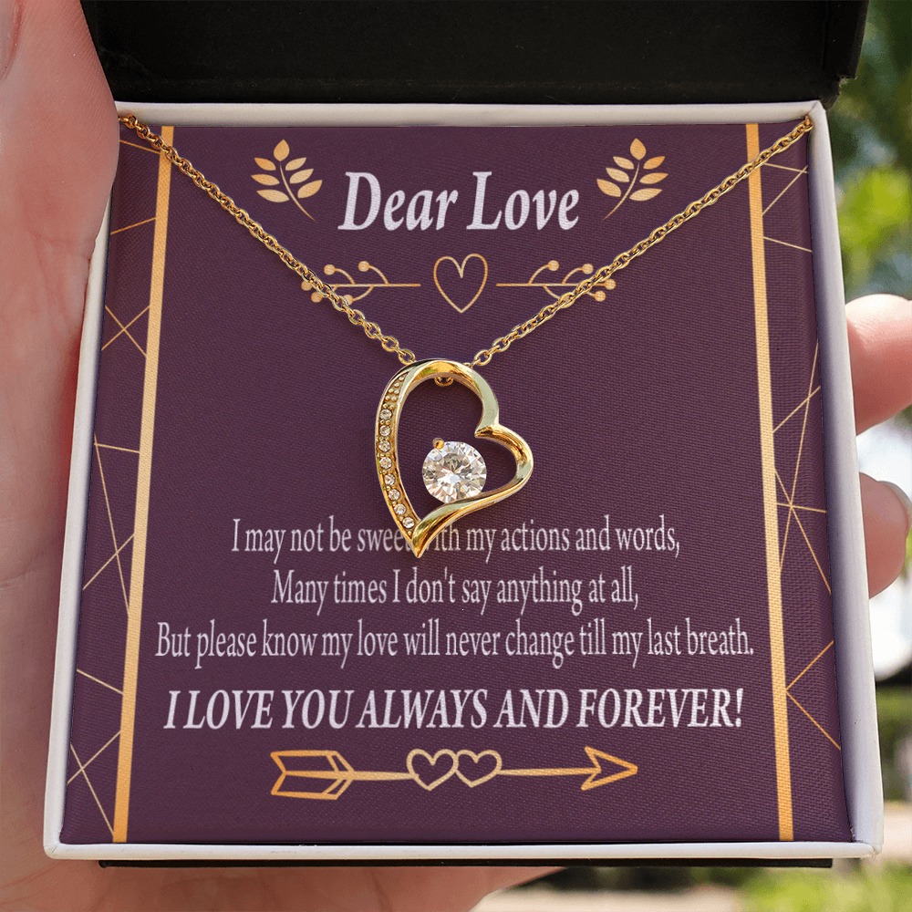 To My Girlfriend Apology to Wife Girlfriend My Love Forever Necklace w Message Card-Express Your Love Gifts