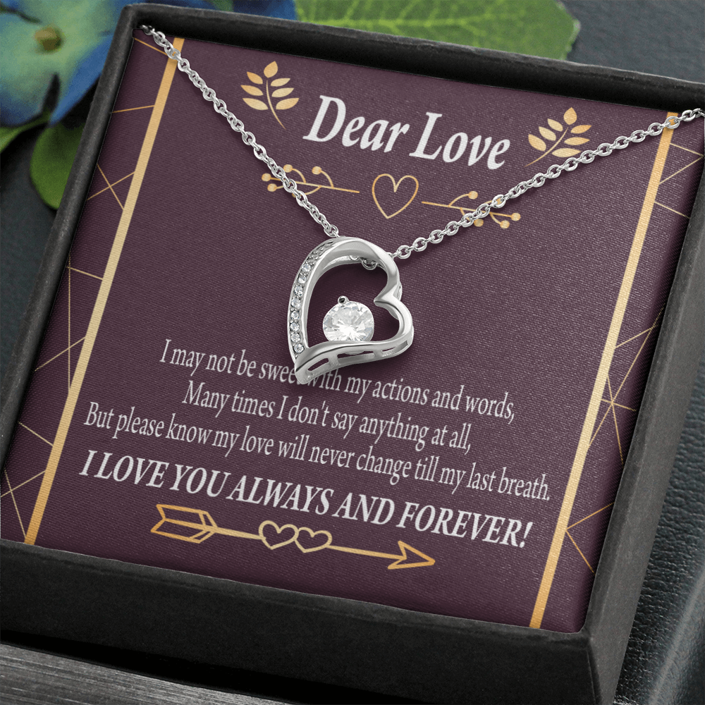 To My Girlfriend Apology to Wife Girlfriend My Love Forever Necklace w Message Card-Express Your Love Gifts